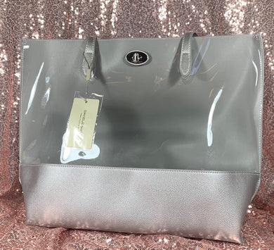 David Jones 2 piece silver and clear brief with flowered interior bag